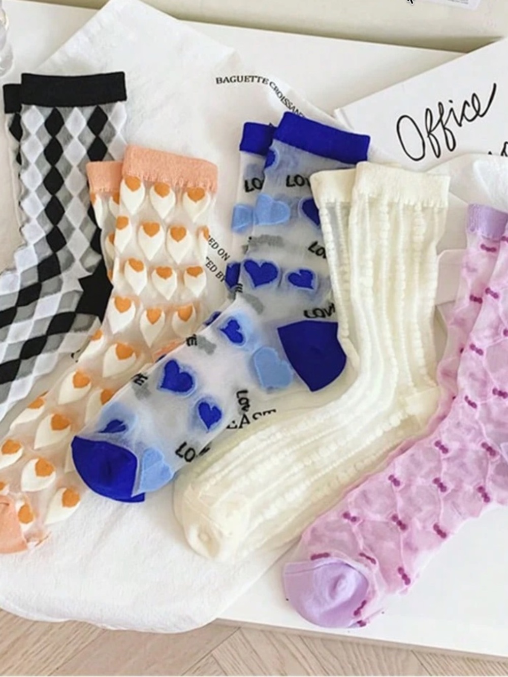 Cozy Semi Sheer Multi Print Socks Set